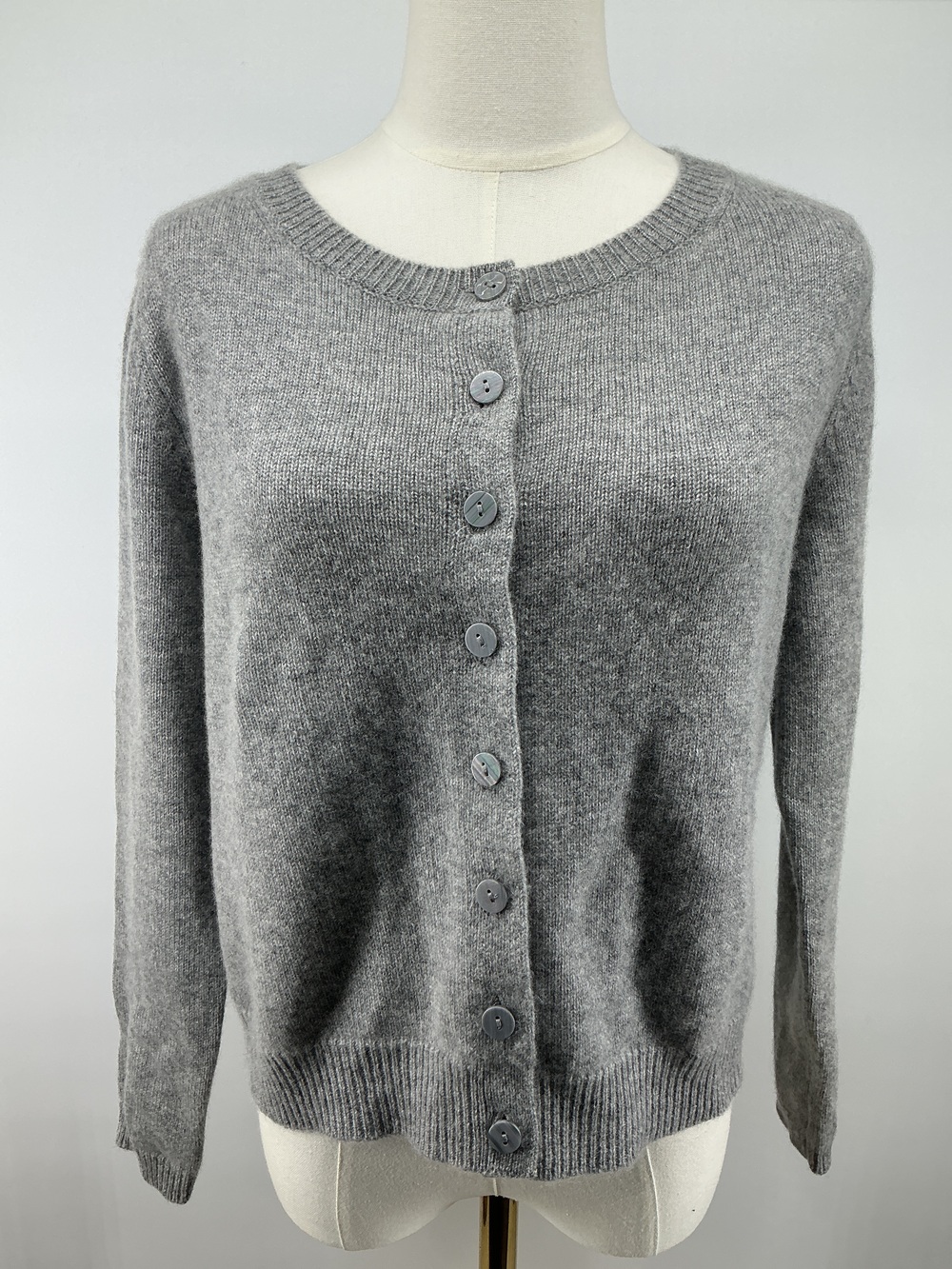 Mongolian Cashmere Cropped Crew Cardigan